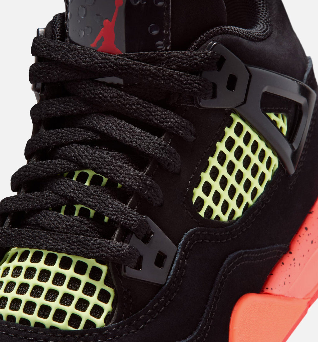Air Jordan 4 Retro Preschool Lifestyle Shoes | Black / Infrared 23 / Bright Mango