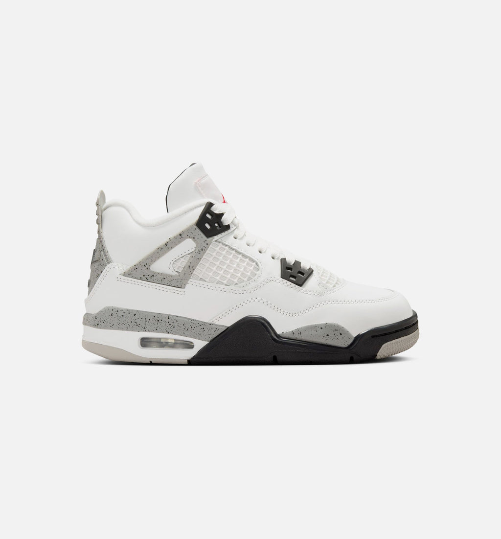 Air Jordan 4 Retro 'White Cement' Grade School Lifestyle Shoes | Summit White / Fire Red / Cement Grey / Black