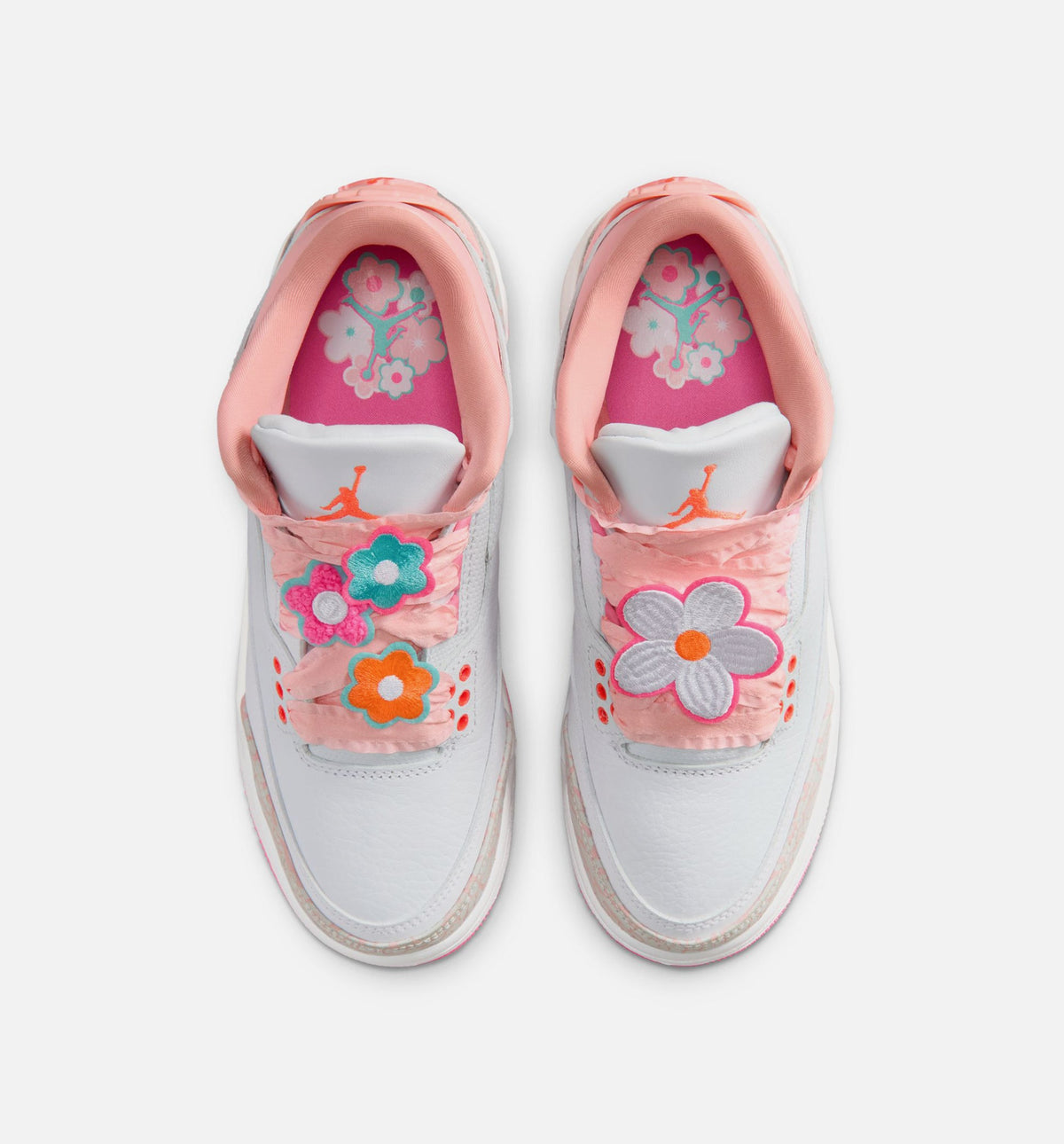 Air Jordan 3 Retro 'Spring Flowers' Grade School Lifestyle Shoes | Pearl Pink / Pink Bloom / Pink Glow / Hyper Orange