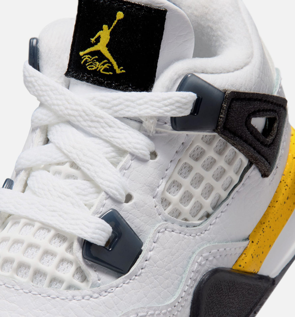 Air Jordan 4 Retro 'Rare Air' Infant Toddler Lifestyle Shoes | White / Dark Blue Grey / Black / Tour Yellow