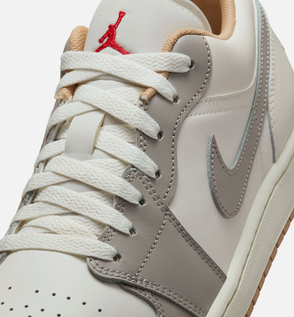 Air Jordan 1 Low Men's Lifestyle Shoes | Sail / Fire Red / College Grey / Hemp