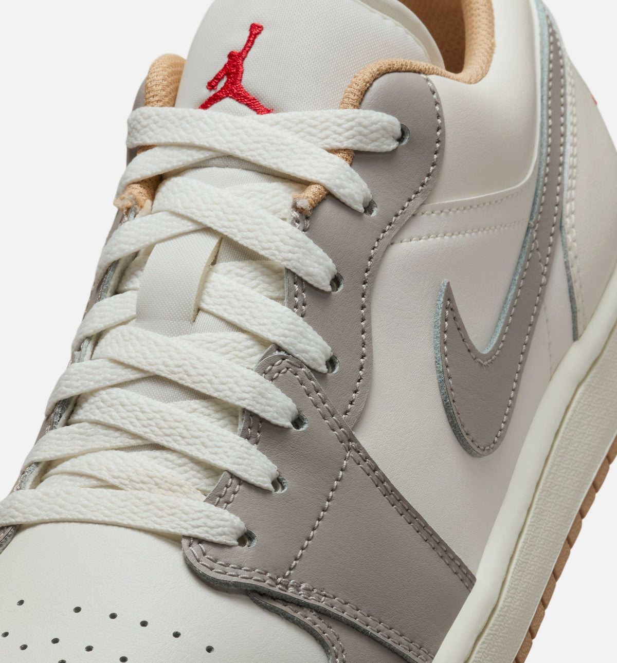 Air Jordan 1 Low Men's Lifestyle Shoes | Sail / Fire Red / College Grey / Hemp