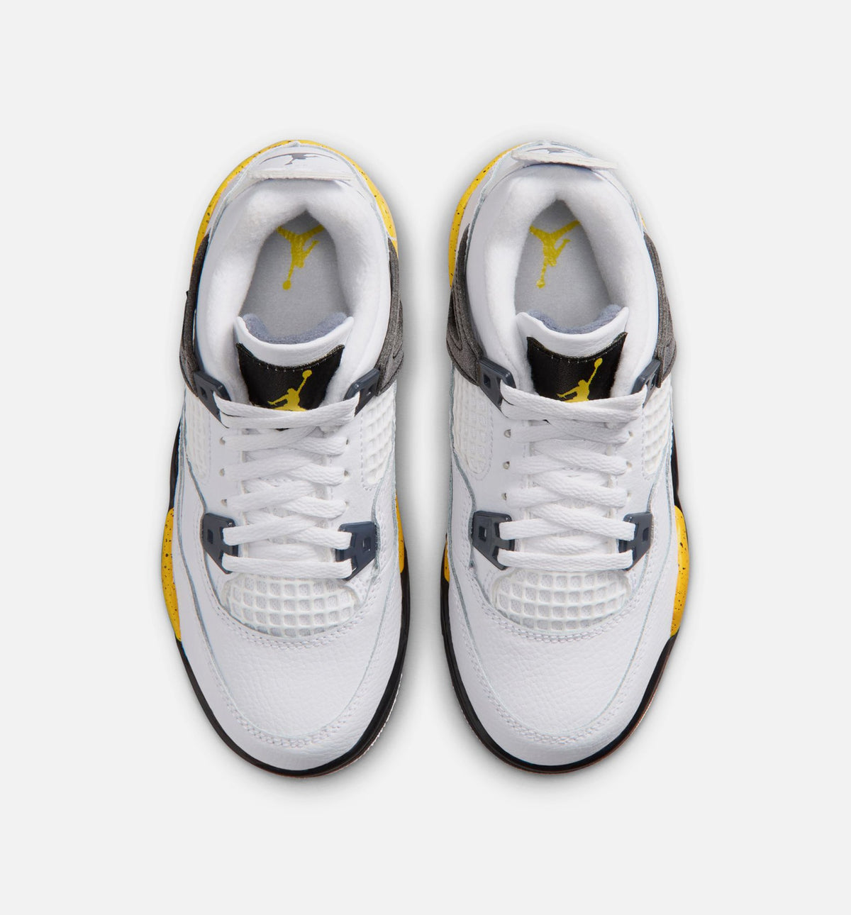 Air Jordan 4 Retro 'Rare Air' Preschool Lifestyle Shoes | White / Dark Blue Grey / Black / Tour Yellow