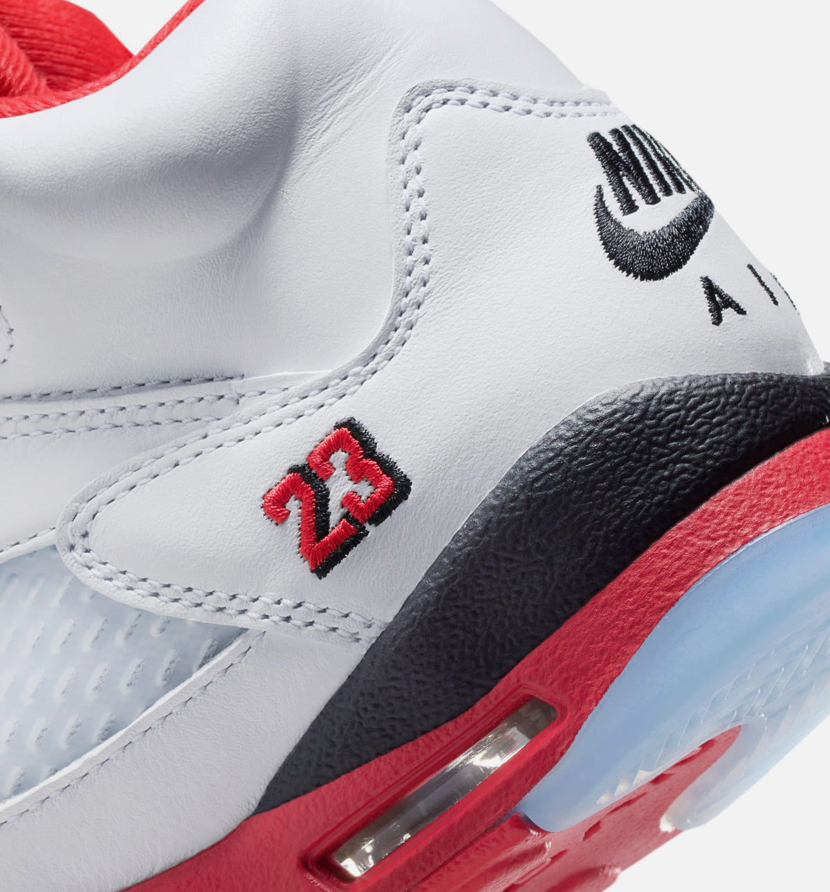 Air Jordan 5 Retro Fire Red Grade School Lifestyle Shoes | White / Fire Red / Black