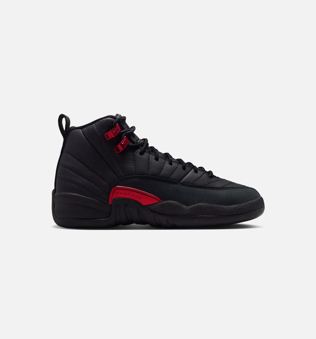 Air Jordan 12 Retro Bloodline Grade School Lifestyle Shoes | Black / Varsity Red