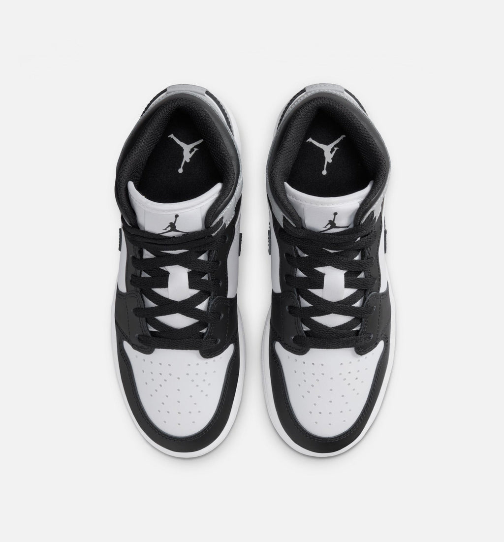 Air Jordan 1 Mid Grade School Shoes | White / Light Smoke Grey / Black