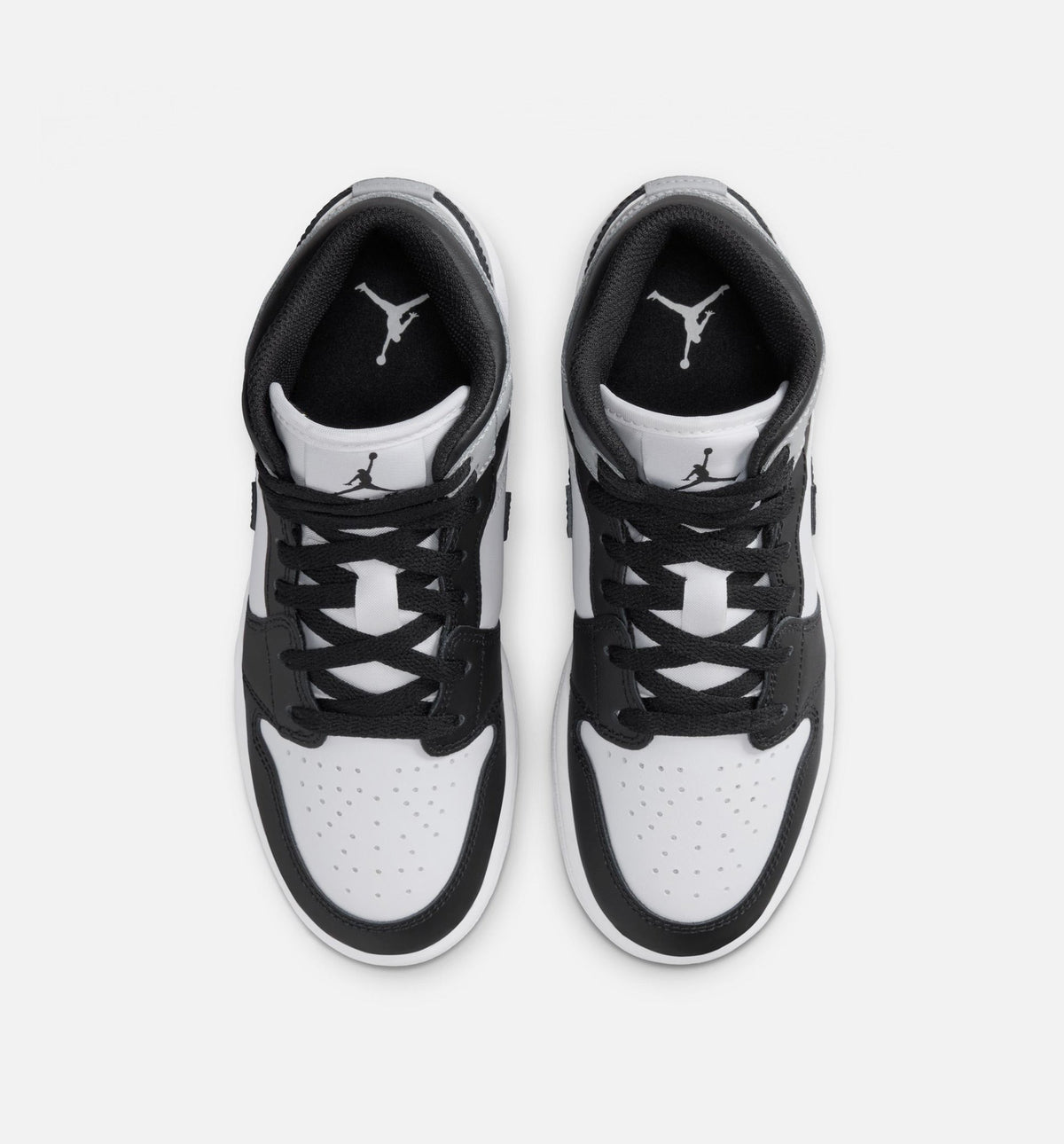 Air Jordan 1 Mid Grade School Shoes | White / Light Smoke Grey / Black