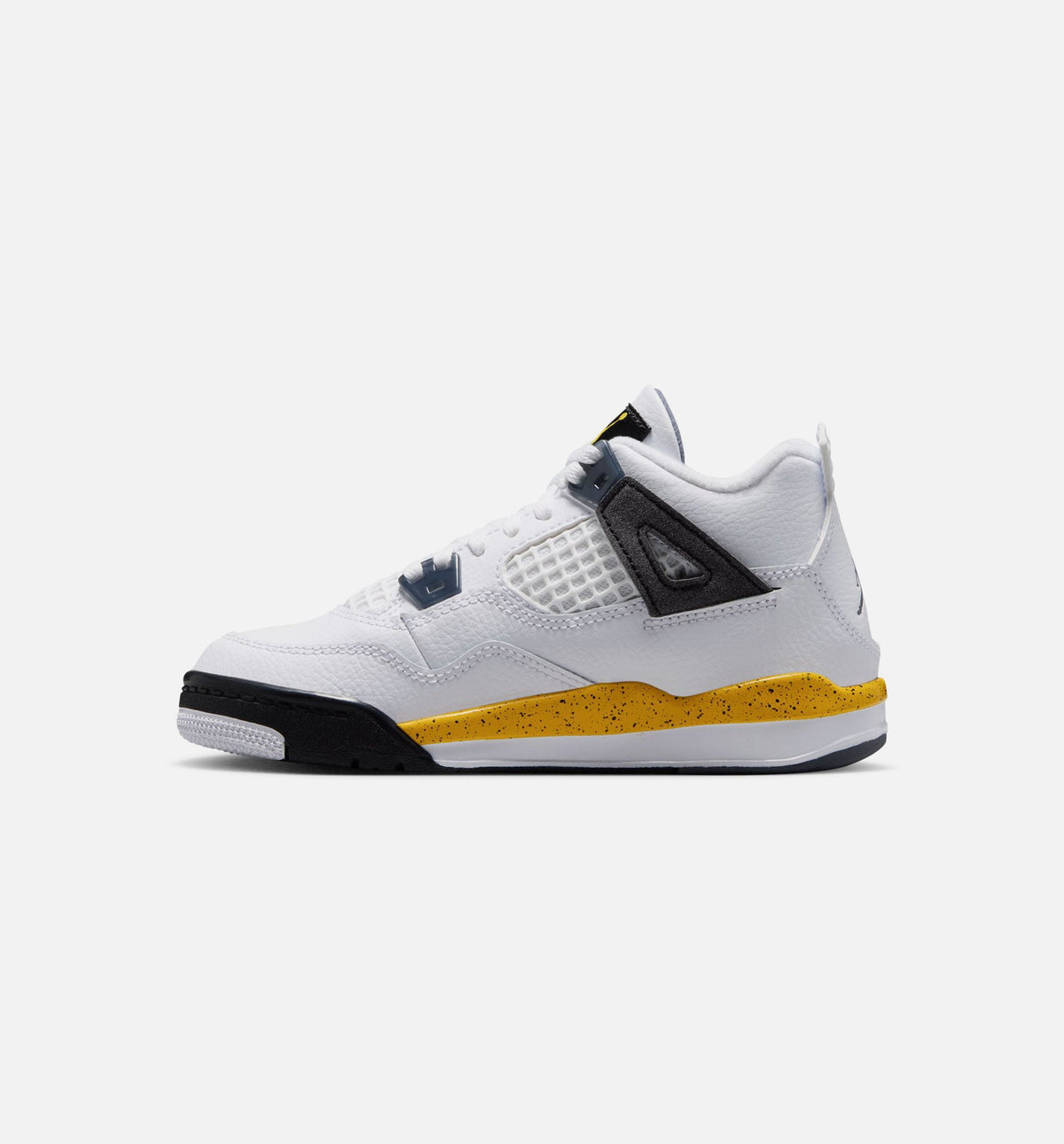 Air Jordan 4 Retro 'Rare Air' Preschool Lifestyle Shoes | White / Dark Blue Grey / Black / Tour Yellow