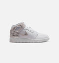 Air Jordan 1 Mid SE Grade School Shoes | White / Field Silver