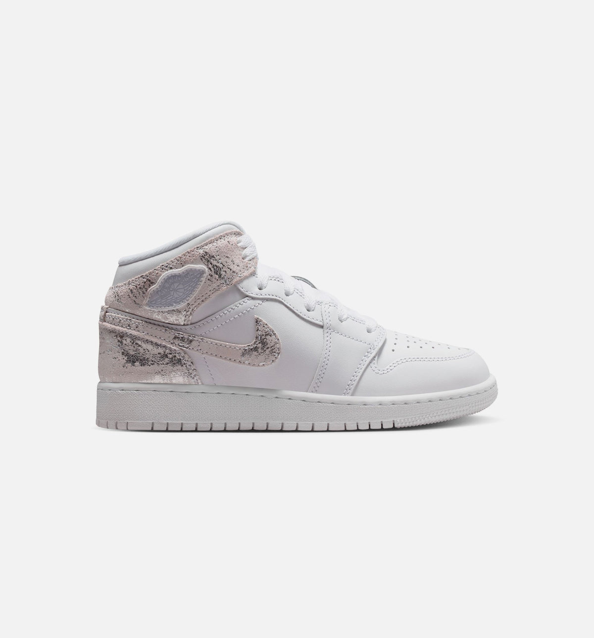 Air Jordan 1 Mid SE Grade School Shoes | White / Field Silver