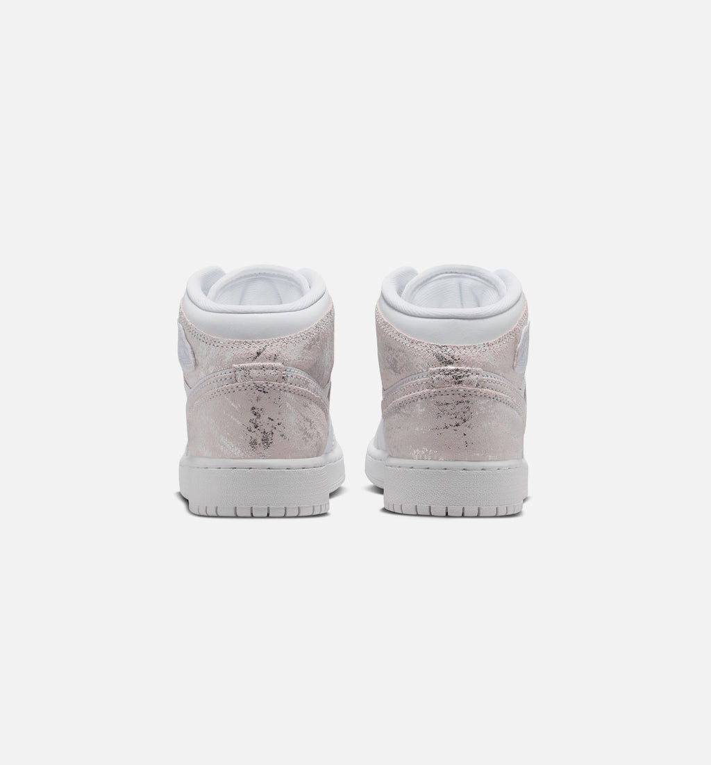 Air Jordan 1 Mid SE Grade School Shoes | White / Field Silver