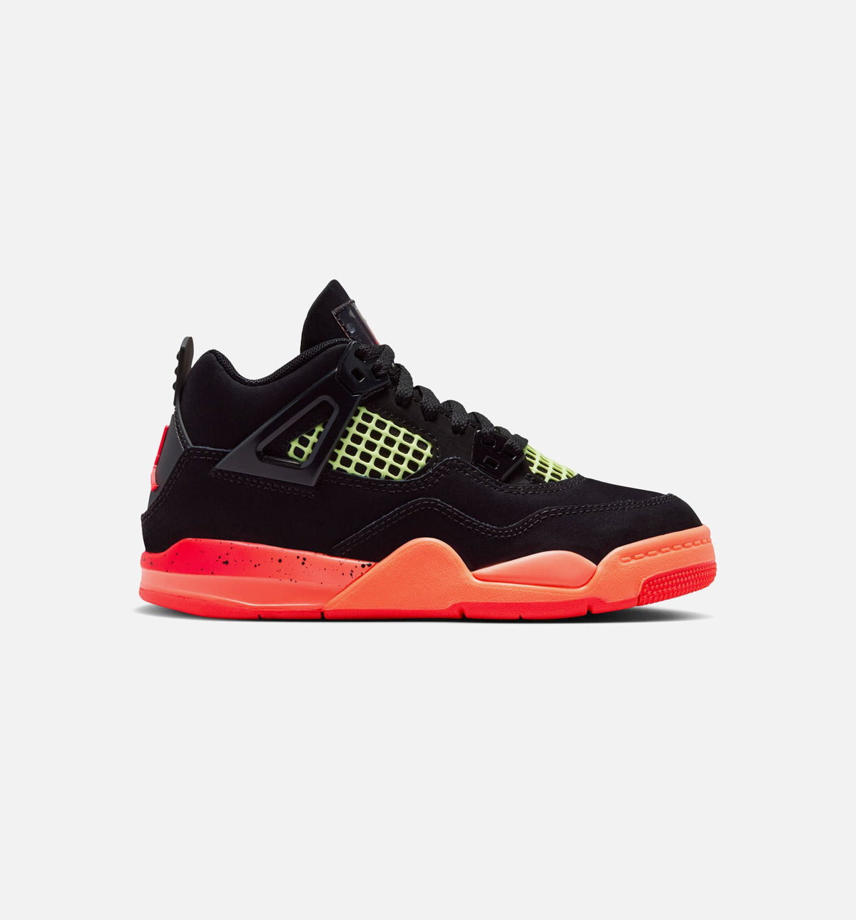 Air Jordan 4 Retro Preschool Lifestyle Shoes | Black / Infrared 23 / Bright Mango