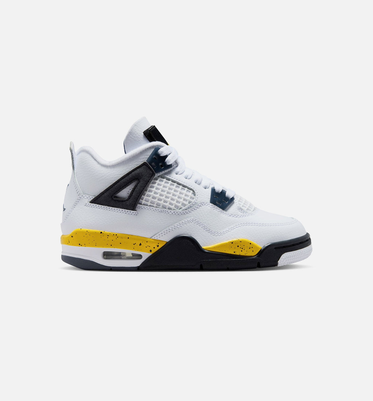 Air Jordan 4 Retro 'Rare Air' Grade School Lifestyle Shoes | White / Dark Blue Grey / Black / Tour Yellow