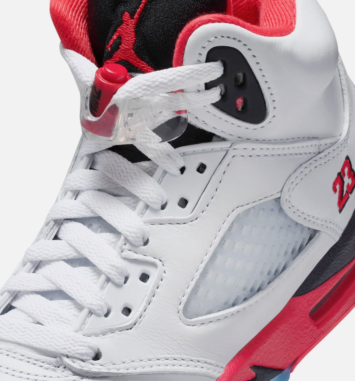 Air Jordan 5 Retro Fire Red Grade School Lifestyle Shoes | White / Fire Red / Black