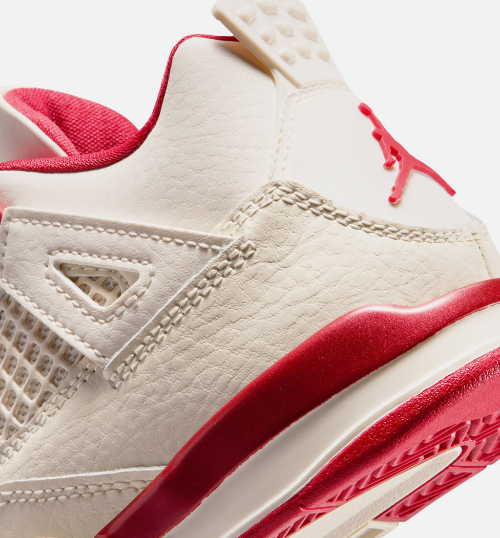 Air Jordan 4 Retro 'Valentine's Day' Preschool Lifestyle Shoes | Pale Ivory / Sierra Red / Tough Red