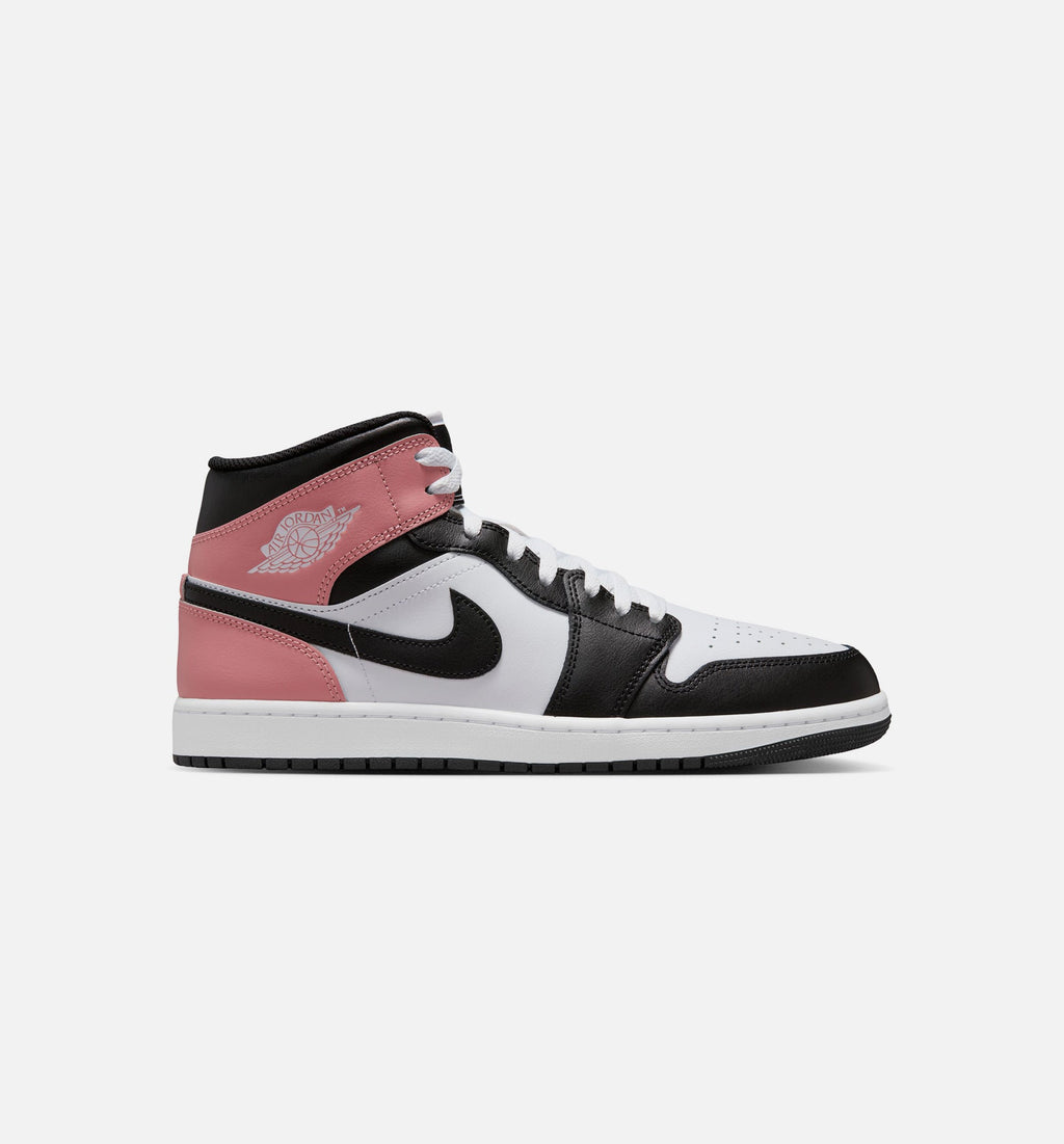 Air Jordan 1 Mid Men's Lifestyle Shoes | White / Rust Pink / Black
