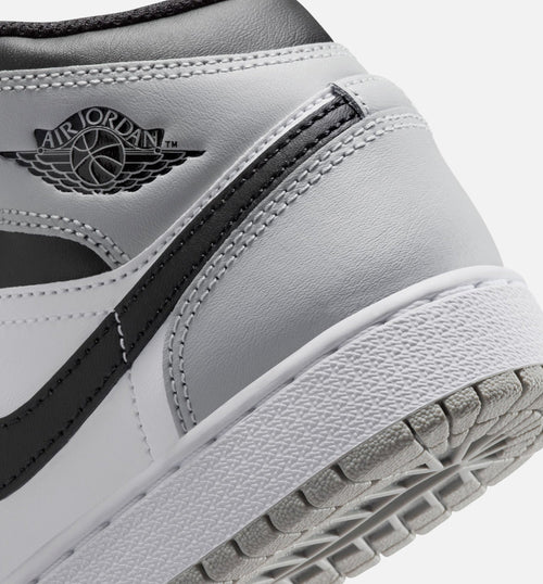 Air Jordan 1 Mid Grade School Shoes | White / Light Smoke Grey / Black