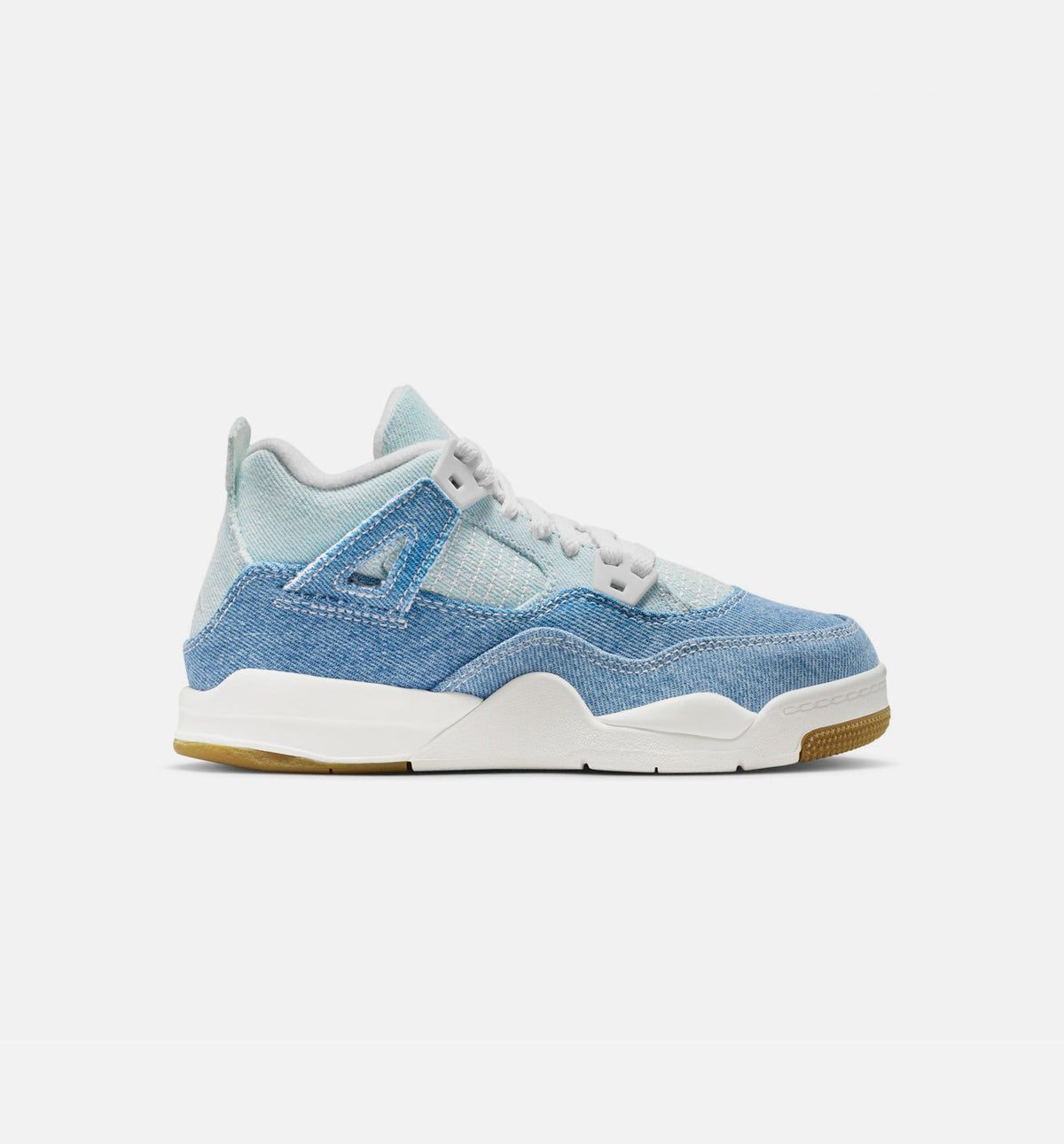 Air Jordan 4 Retro 'Worn Blue' Preschool Lifestyle Shoes | Sail / Worn Blue / Metallic Gold