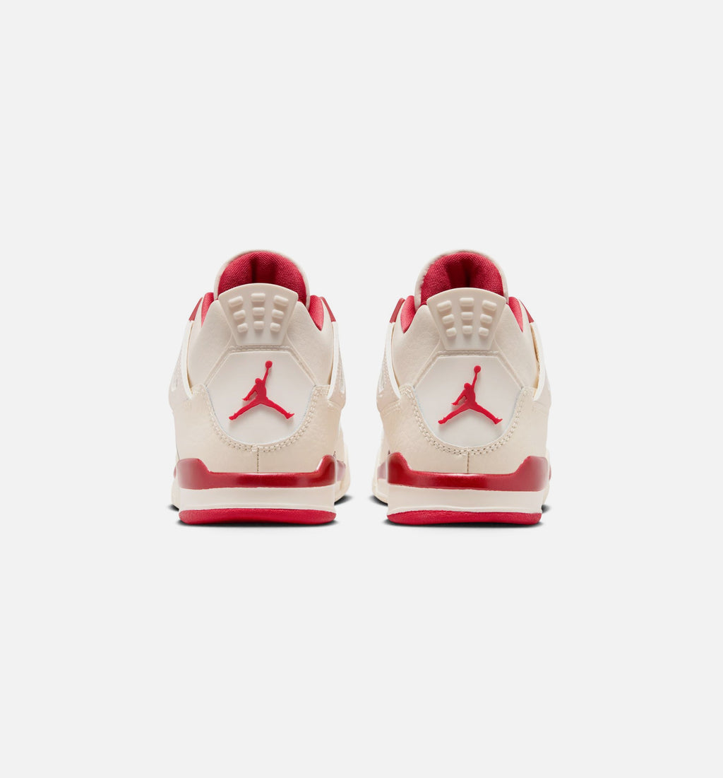 Air Jordan 4 Retro 'Valentine's Day' Preschool Lifestyle Shoes | Pale Ivory / Sierra Red / Tough Red