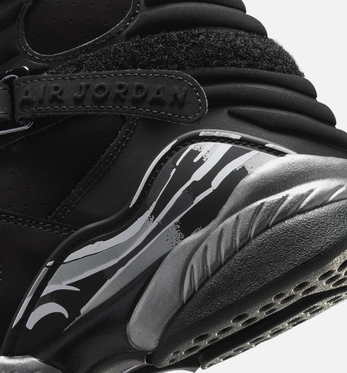 Air Jordan 8 Retro Chrome Grade School Lifestyle Shoes | Black / White / Light Graphite