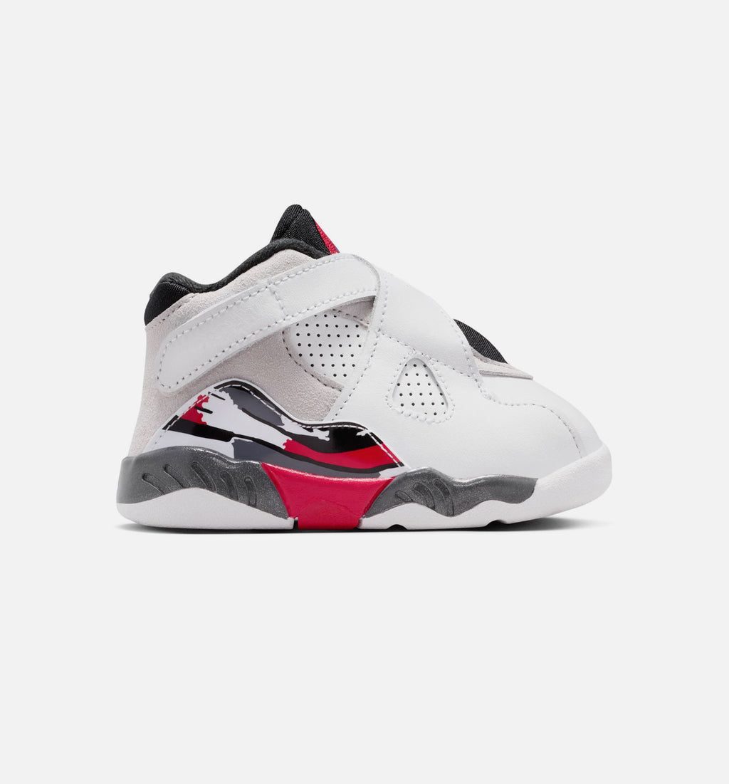 Air Jordan 8 Retro White and True Red Infant Toddler Lifestyle Shoes | White / Black / True Red