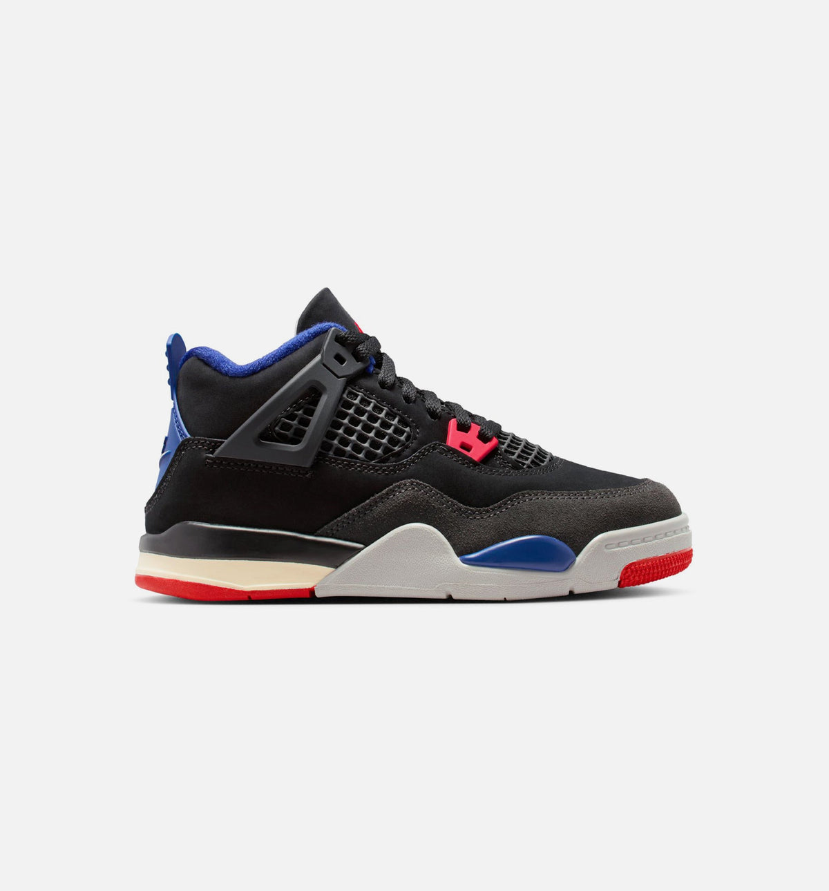 Air Jordan 4 Retro 'Rare Air' Preschool Lifestyle Shoes | Black / Fire Red / Deep Royal Blue