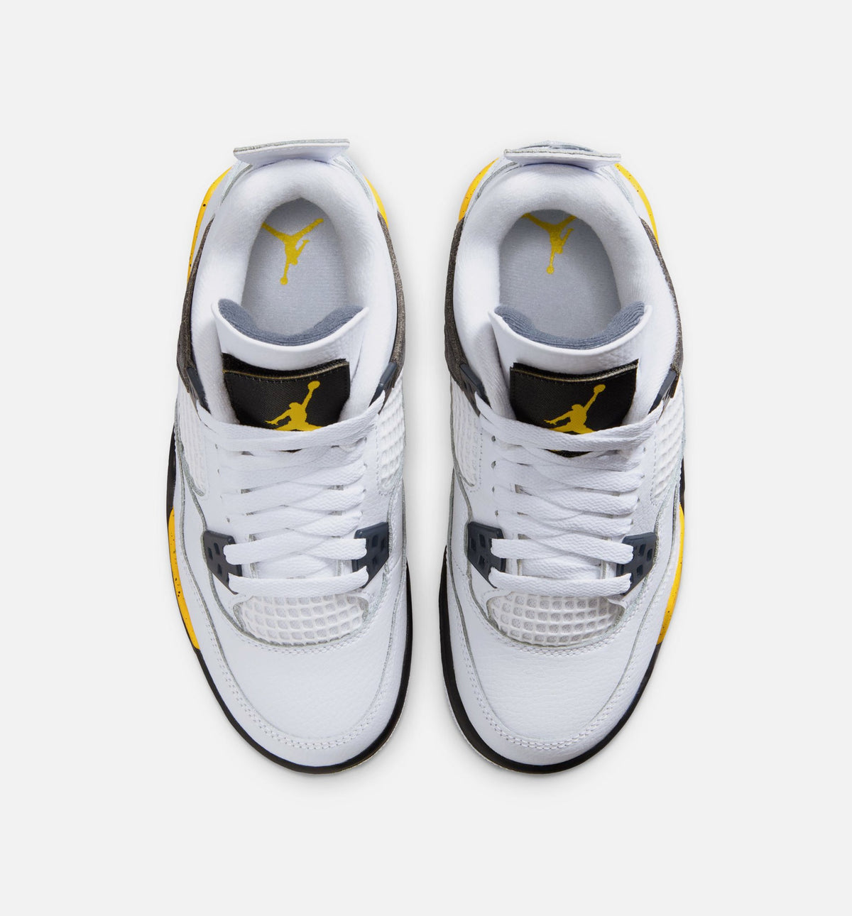 Air Jordan 4 Retro 'Rare Air' Grade School Lifestyle Shoes | White / Dark Blue Grey / Black / Tour Yellow
