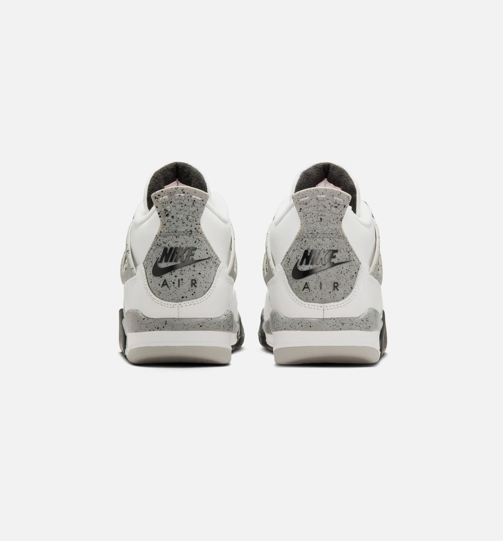 Air Jordan 4 Retro 'White Cement' Grade School Lifestyle Shoes | Summit White / Fire Red / Cement Grey / Black