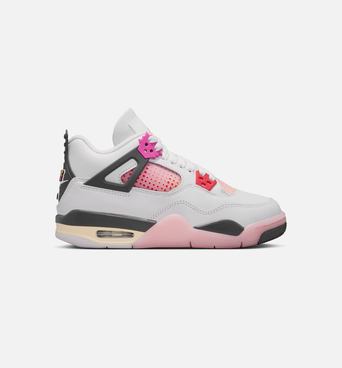 Air Jordan 4 Retro 'Comic' Grade School Lifestyle Shoes | Off White / Fire Pink / Anthracite