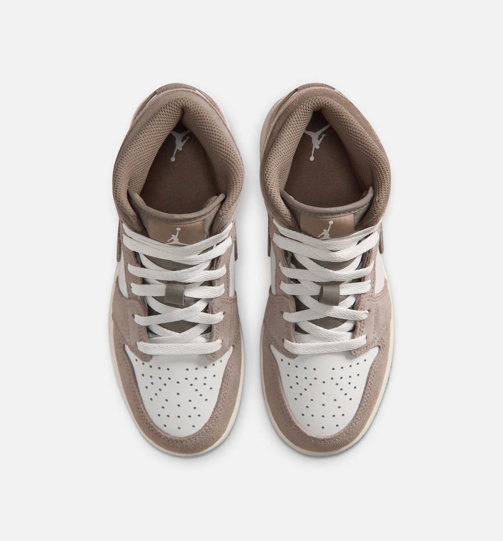 Air Jordan 1 Mid Grade School Shoes | Enigma Stone / Olive Grey / Summit White