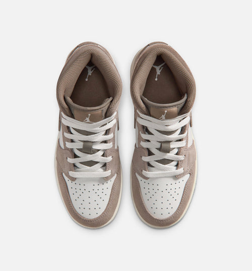Air Jordan 1 Mid Grade School Shoes | Enigma Stone / Olive Grey / Summit White