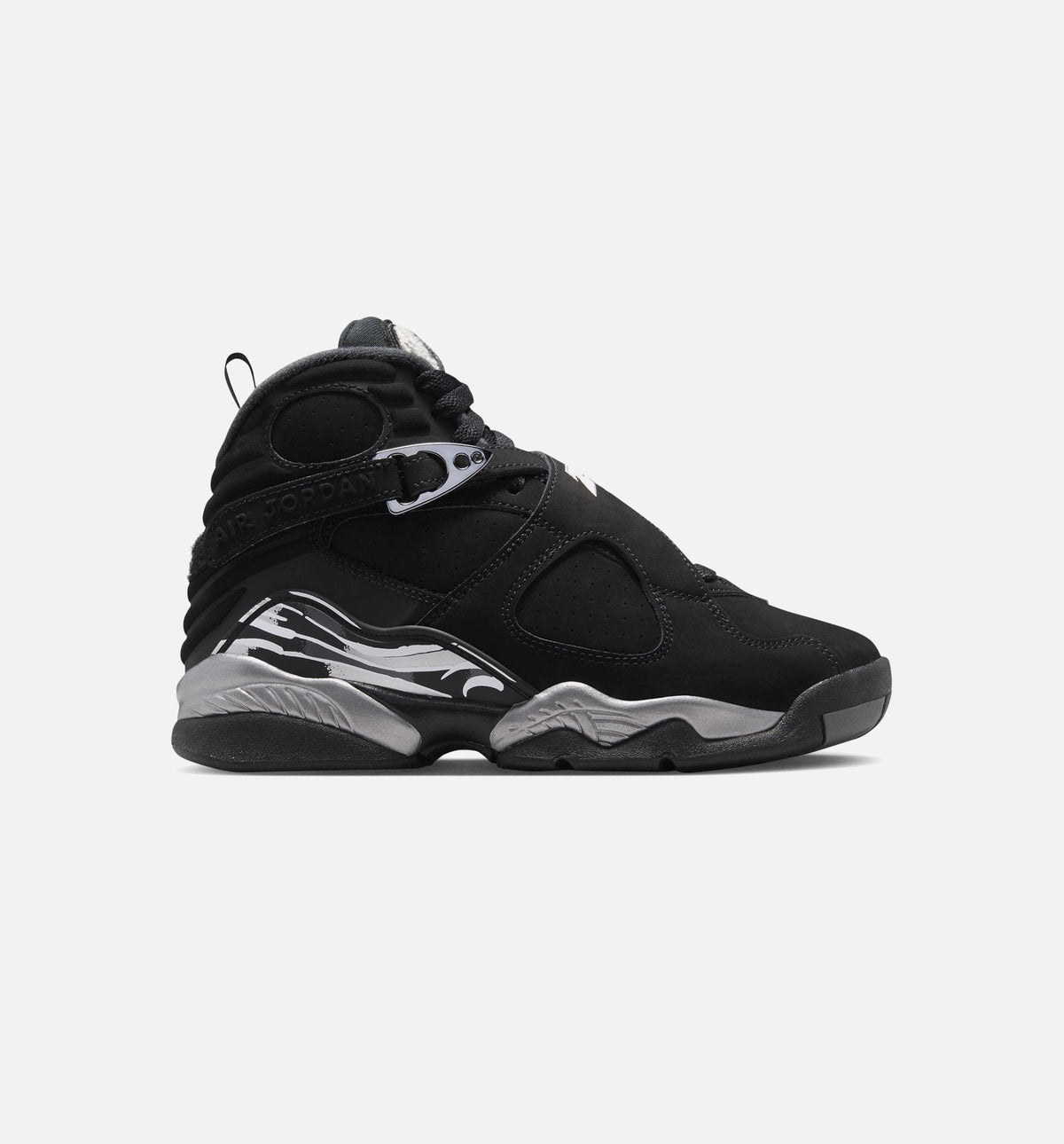 Air Jordan 8 Retro Chrome Grade School Lifestyle Shoes | Black / White / Light Graphite
