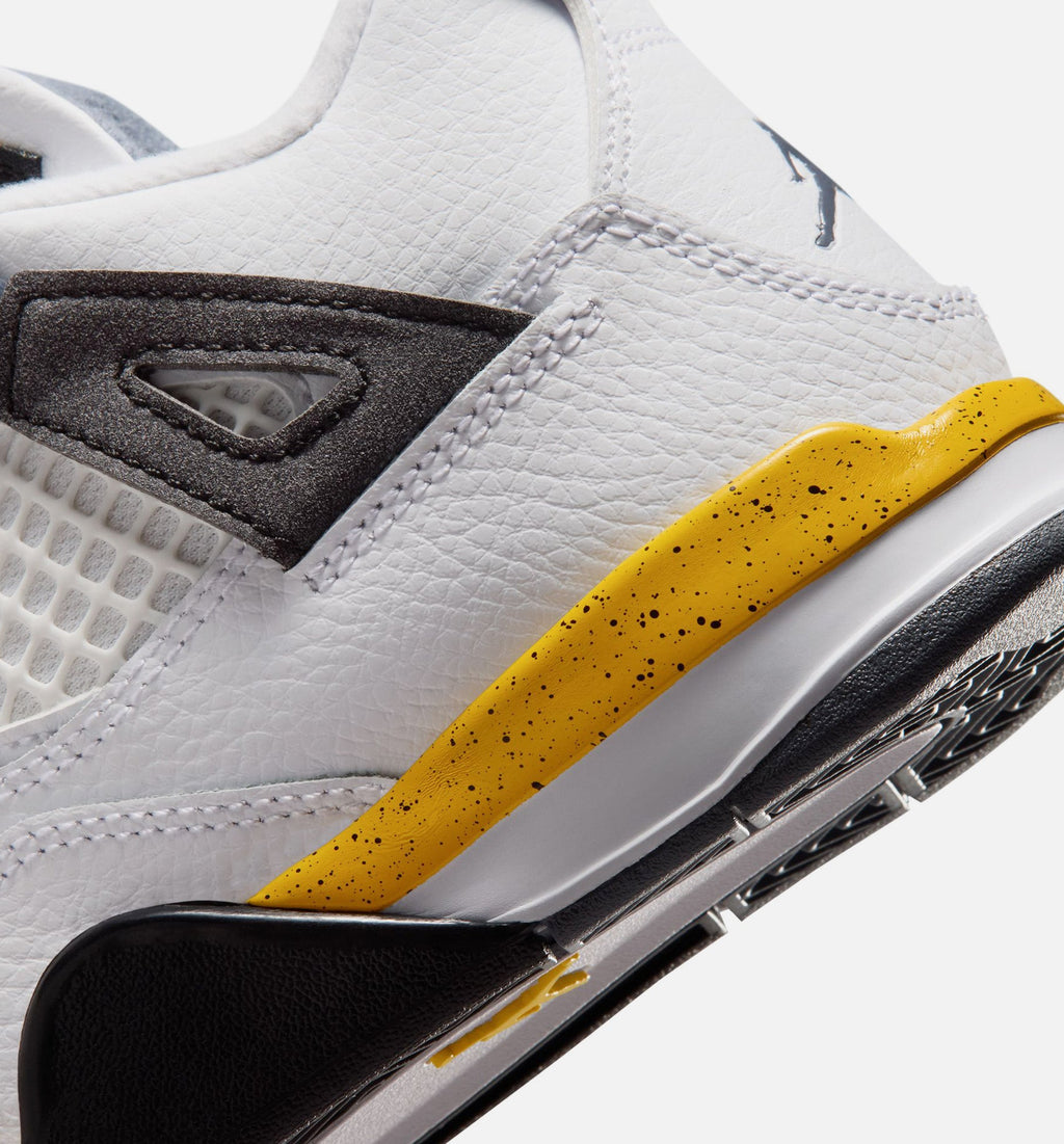 Air Jordan 4 Retro 'Rare Air' Preschool Lifestyle Shoes | White / Dark Blue Grey / Black / Tour Yellow
