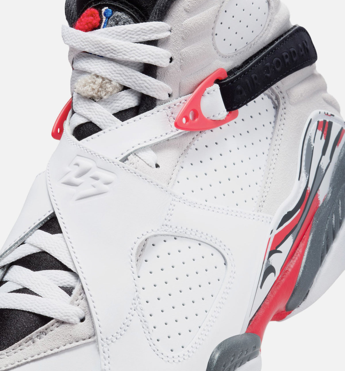 Air Jordan 8 Retro White and True Red Men's Lifestyle Shoes | White / Black / True Red