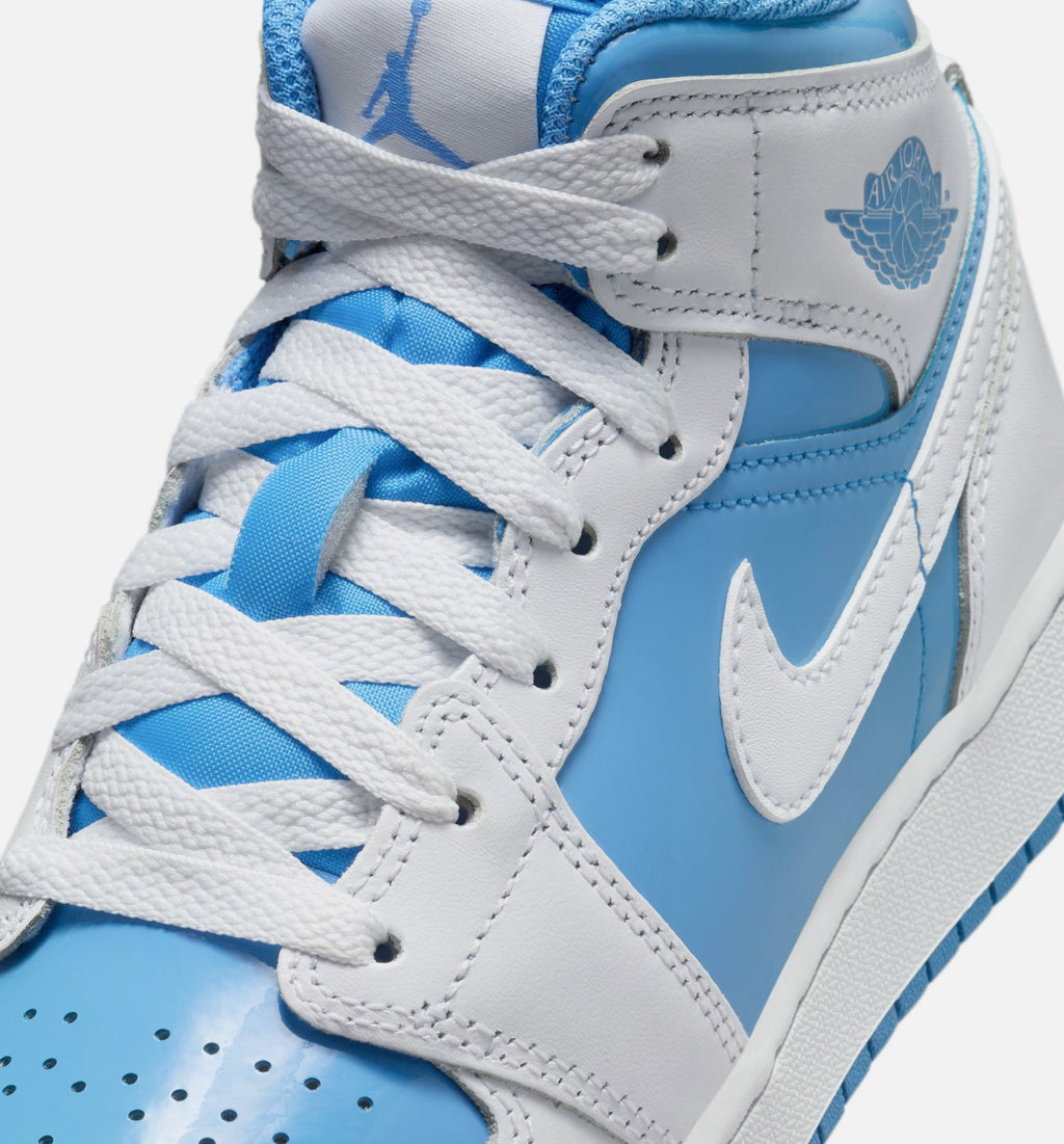 Air Jordan 1 Mid Legend Blue Grade School Shoes | White / Legend Blue