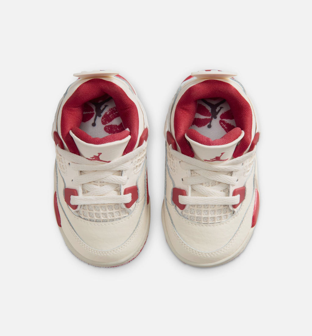 Air Jordan 4 Retro 'Valentine's Day' Infant Toddler Lifestyle Shoes | Pale Ivory / Sierra Red / Tough Red