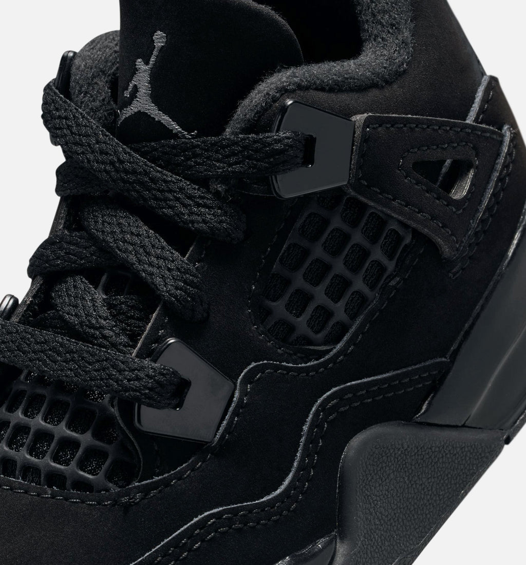 Air Jordan 4 Retro 'Black Cat' Infant Toddler Lifestyle Shoes | Black / Light Graphite