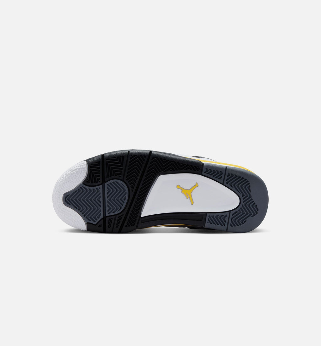 Air Jordan 4 Retro 'Rare Air' Grade School Lifestyle Shoes | White / Dark Blue Grey / Black / Tour Yellow