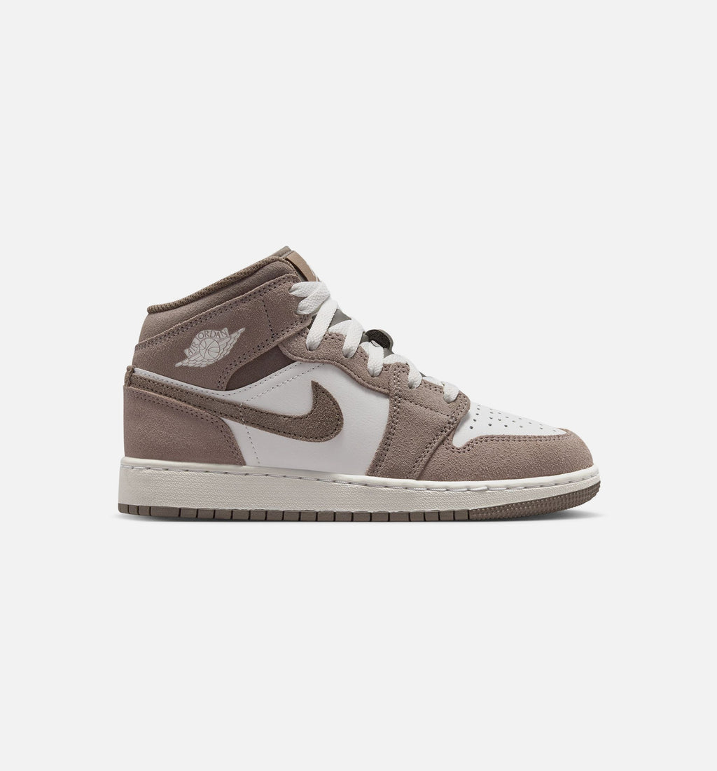 Air Jordan 1 Mid Grade School Shoes | Enigma Stone / Olive Grey / Summit White