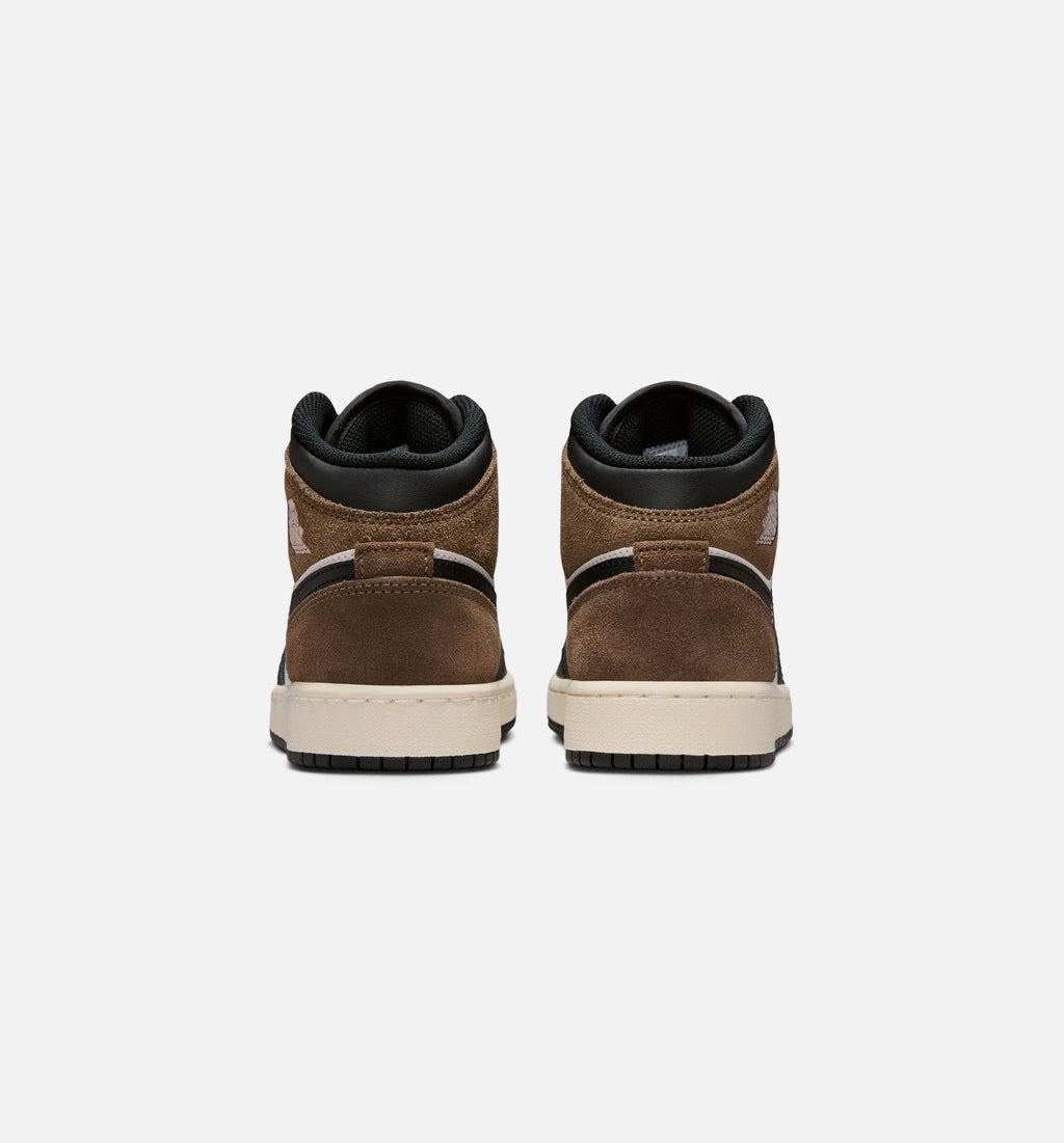 Air Jordan 1 Mid Grade School Shoes | Black / Phantom / Palomino / University Red