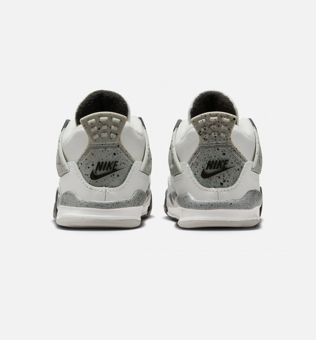 Air Jordan 4 Retro 'White Cement' Infant Toddler Lifestyle Shoes | Summit White / Fire Red / Cement Grey / Black
