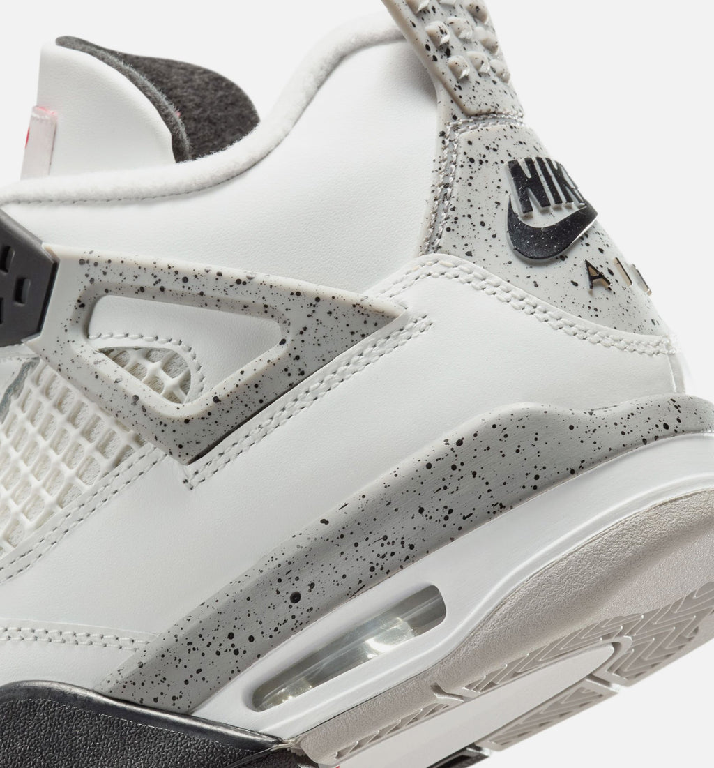 Air Jordan 4 Retro 'White Cement' Grade School Lifestyle Shoes | Summit White / Fire Red / Cement Grey / Black
