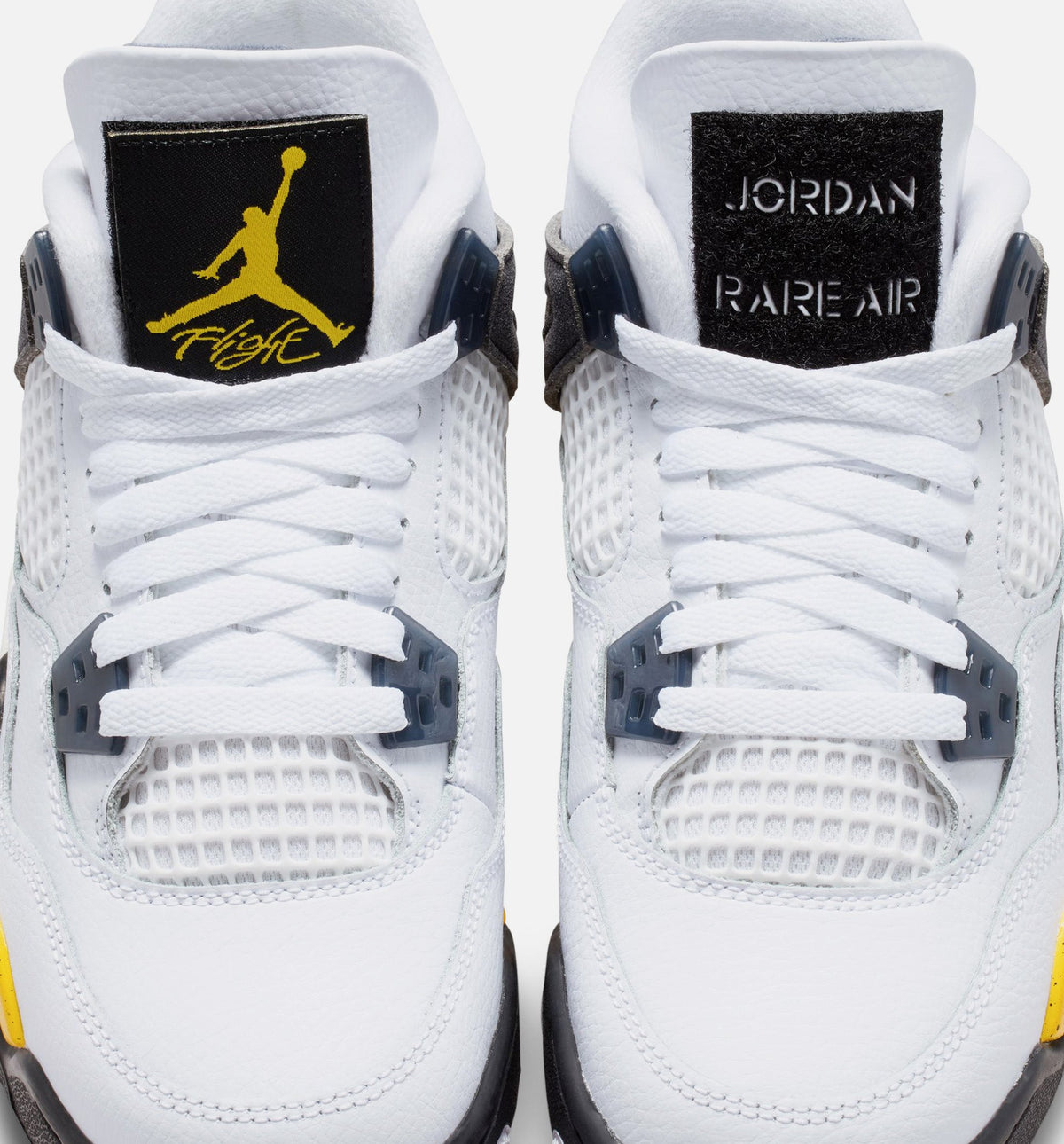 Air Jordan 4 Retro 'Rare Air' Grade School Lifestyle Shoes | White / Dark Blue Grey / Black / Tour Yellow