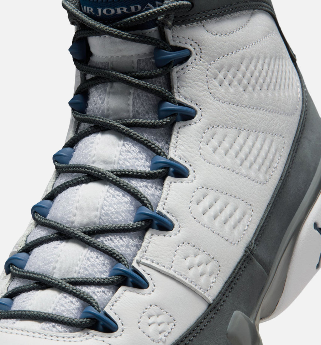 Air Jordan 9 Retro Flint Grey and French Blue Men's Lifestyle Shoes | White / French Blue / Flint Grey
