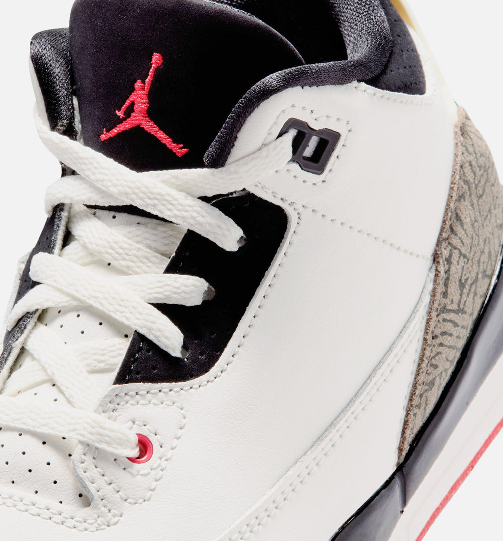 Air Jordan 3 Retro Sail and University Red Preschool Lifestyle Shoes | Sail / Black / University Red / Pale Ivory