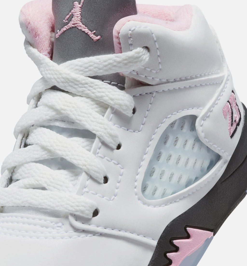Air Jordan 5 Retro Medium Soft Pink Infant Toddler Lifestyle Shoes | White / Black / Medium Soft Pink