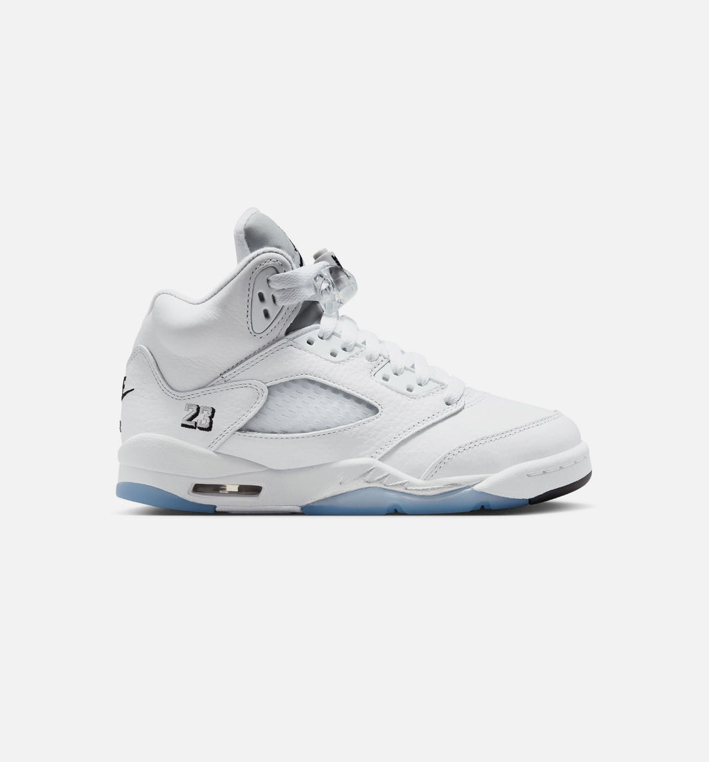 Air Jordan 5 Retro OG White Metallic Grade School Lifestyle Shoes | White / Black / Metallic Silver