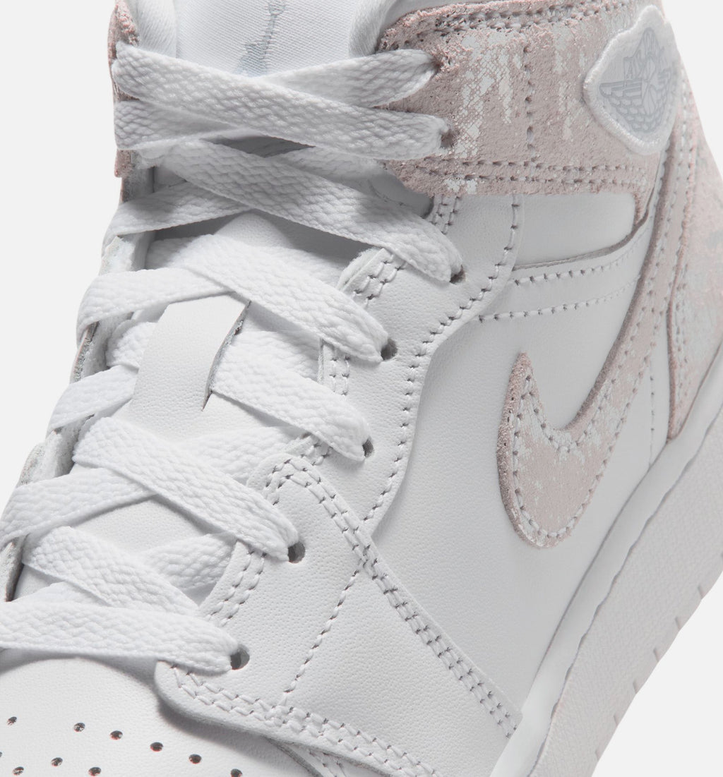 Air Jordan 1 Mid SE Grade School Shoes | White / Field Silver