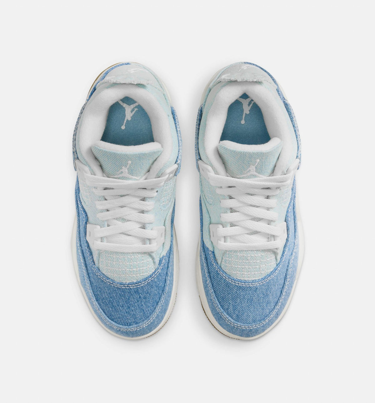 Air Jordan 4 Retro 'Worn Blue' Preschool Lifestyle Shoes | Sail / Worn Blue / Metallic Gold