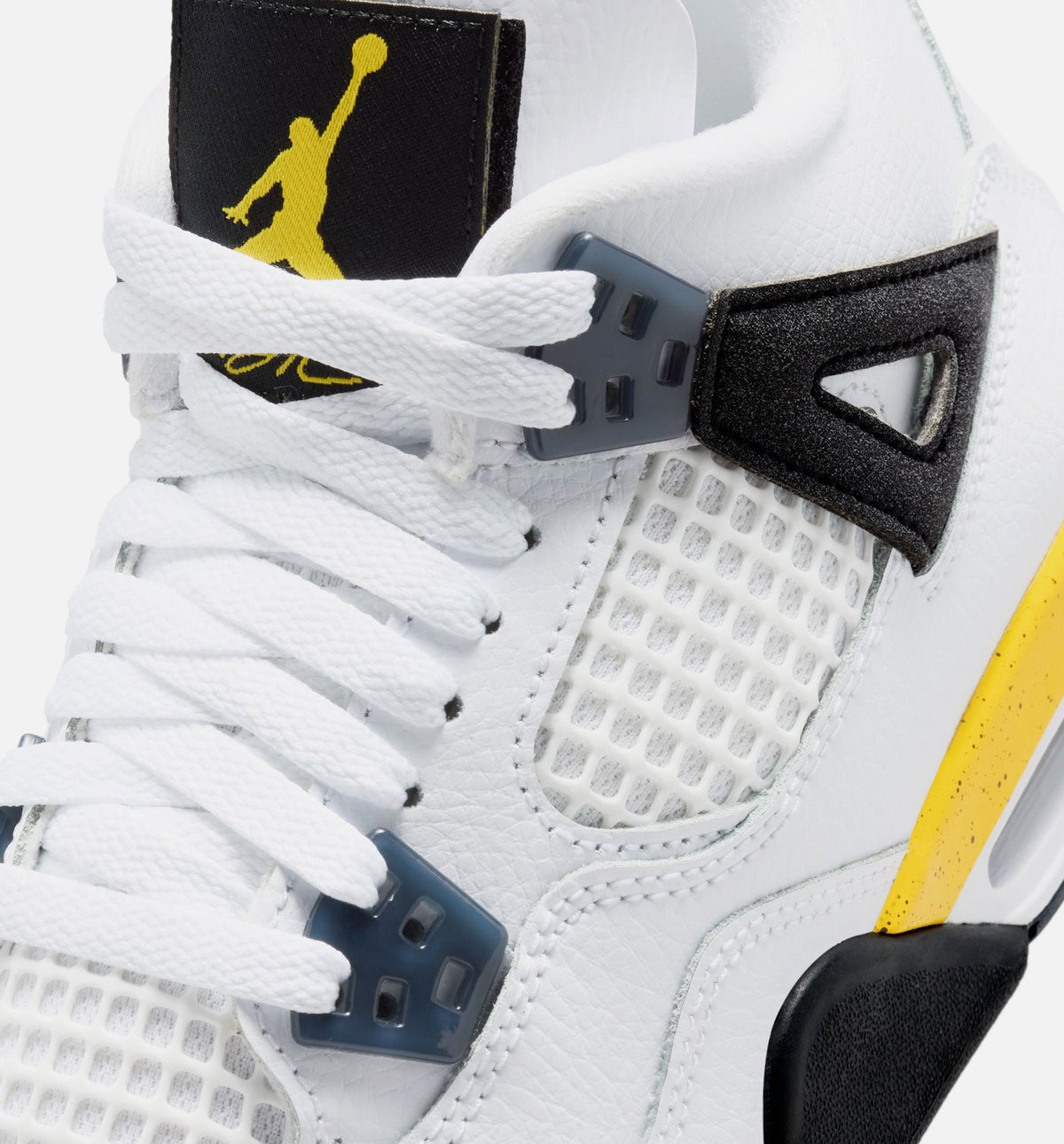Air Jordan 4 Retro 'Rare Air' Grade School Lifestyle Shoes | White / Dark Blue Grey / Black / Tour Yellow